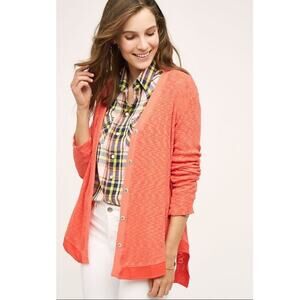 Anthropologie Left Of Center Evie Coral Cardigan